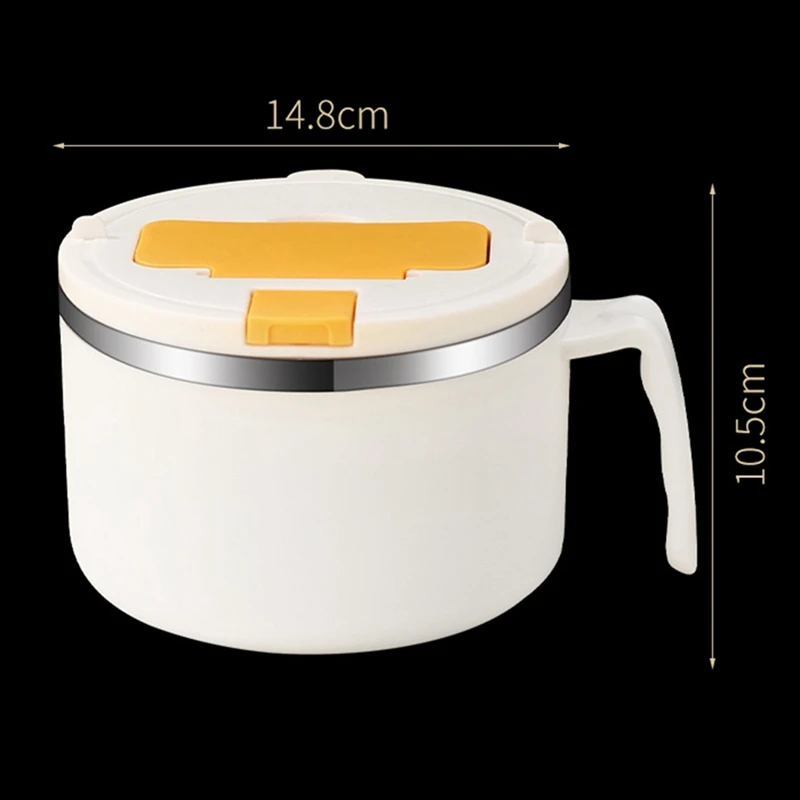 Filles à Ramen Instantané en Acier Inoxydable avec Couvercle Filtrable, Rine, 1200ml