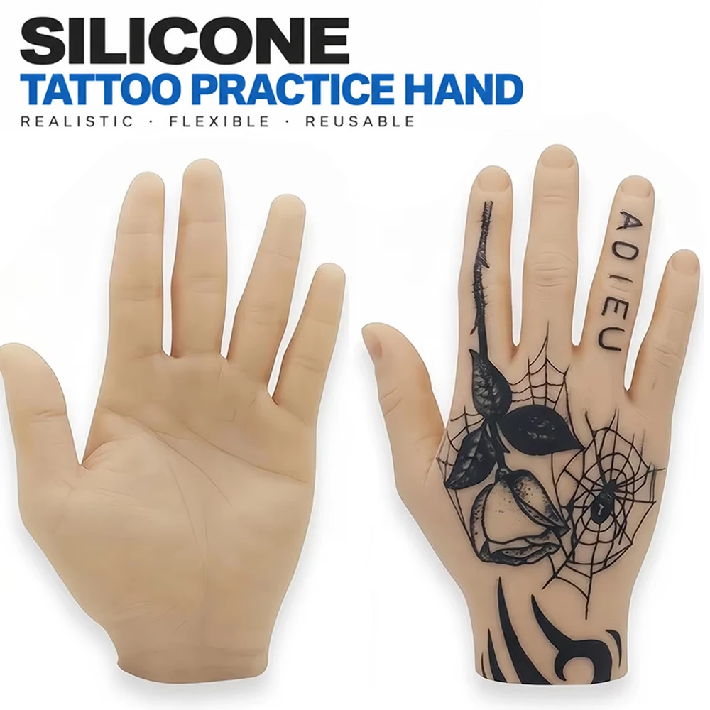 Silicone Tattoo Practice Hand Fake Skin Flexible Training Model for Tattoo Beginners Microblading Supplies Mannequin Hand Tool