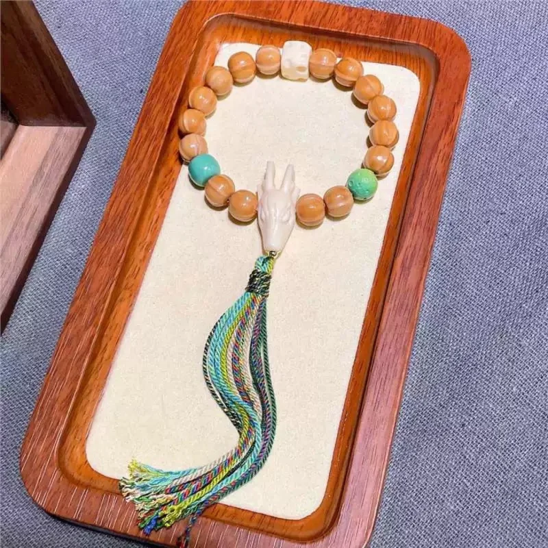 New model monkey-sharkbone single-loop bracelet with ivory fruit phosphorite decorative and Buddhist prayer beads - view 2