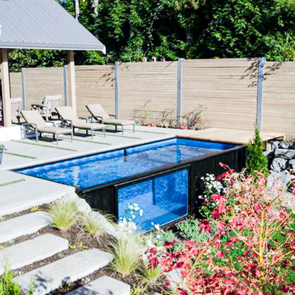Popular 20ft 30ft 40ft Customized Color Family Swimming Pool Container Designs for Backyard House Enhancement