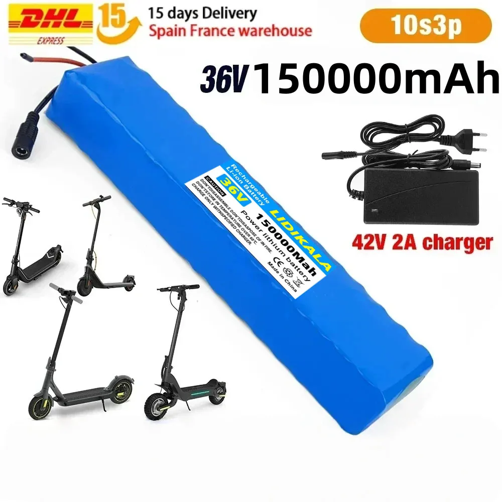10S3P 36V 150Ah 18650 wiederaufladbarer Lithium-Akku, 1000 W Leistung, modifiziertes Fahrrad, Elektroroller, Fahrzeug mit BMS
