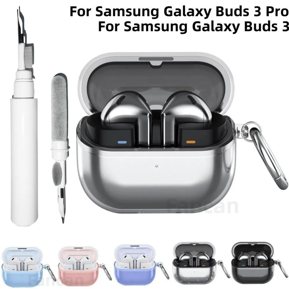 Прозрачный чехол для Samsung Galaxy Buds3 Pro 2024, мягкий защитный чехол из ТПУ для зарядки с набором для чистки Samsung Galaxy Buds 3