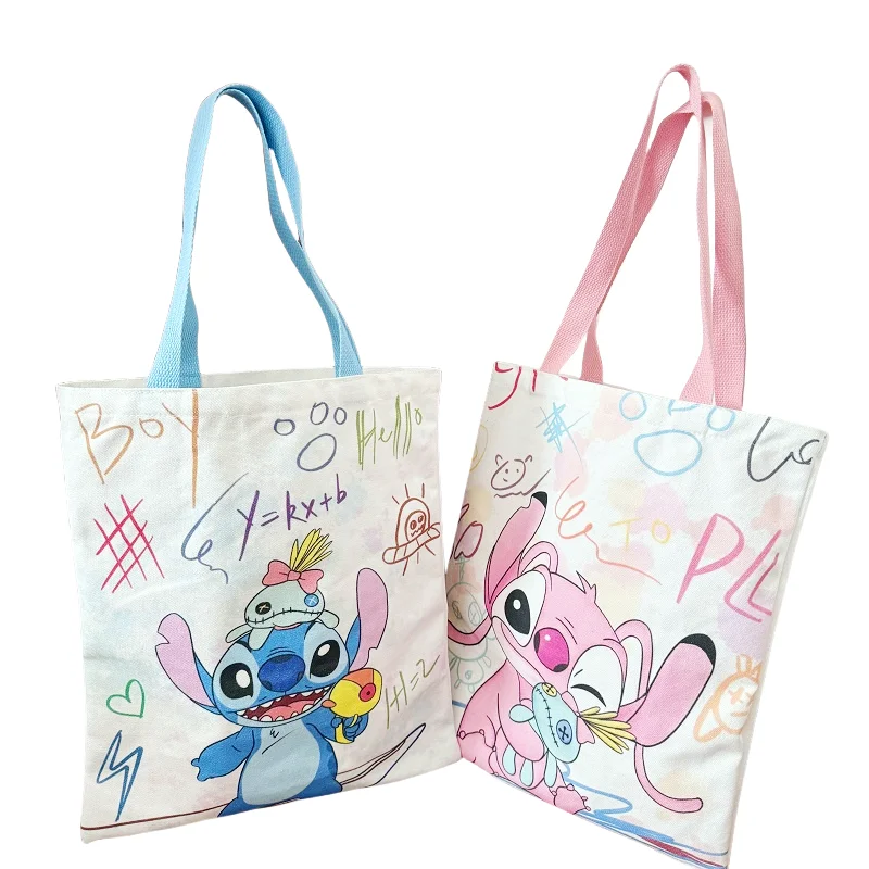 Disney Stitch torebka Cute Cartoon Angel dobrze wyglądająca płócienna torba studencka o dużej pojemności torba na ramię torba na zakupy prezenty dla