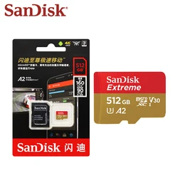 Карта памяти SanDisk Extreme V30 A2 microSDXC, 128 ГБ, 256 ГБ, 512 ГБ, класс 10, карта micro sd U3 4K, 32 ГБ, 64 ГБ, флеш-карта TF для UAV