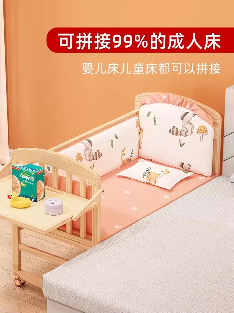 Babybett bewegliches Neugeborenes Babybett Kinder multifunktion ale Massivholz wiege Spleißen großes Bett