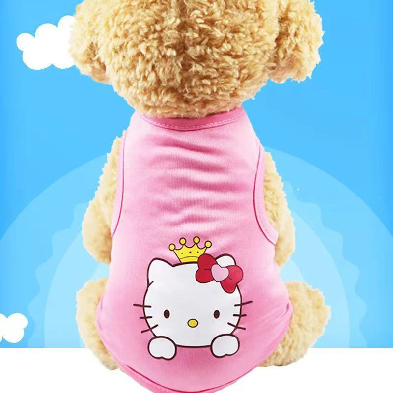 Miniso-ropa de Hello Kitty para mascotas, figuras de Anime Kawaii Sanrio, perro, gato, conejo, lindo disfraz rosa, chaleco de cachorro de verano,