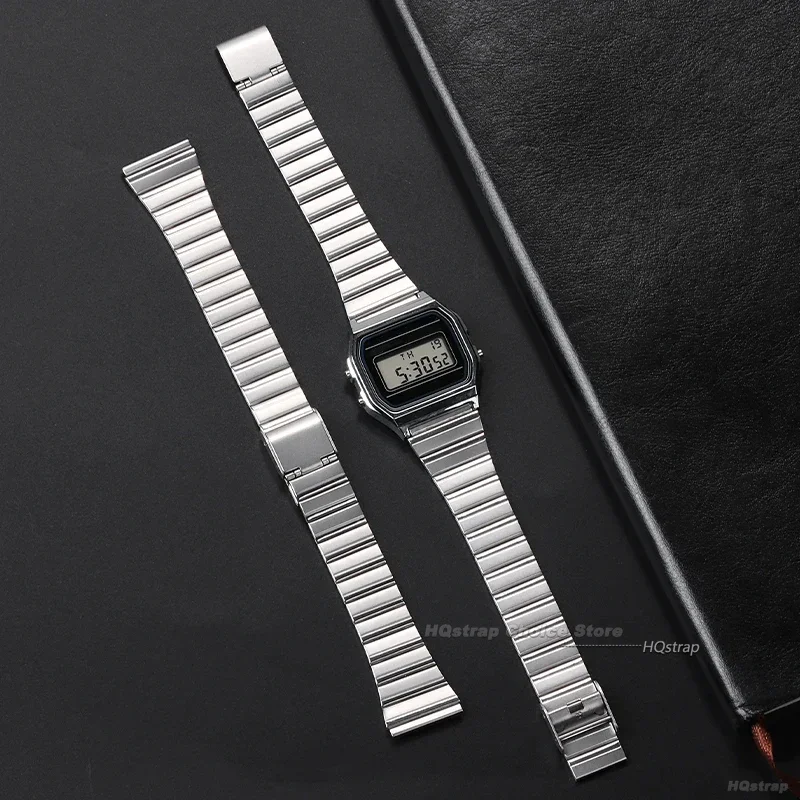 18mm 20mm Stainless Steel Watchband for Casio F-91W SGW400 F91W F84 AE1200/1300 F105/108/A158W/168 Vintage Metal Watch Bracelet