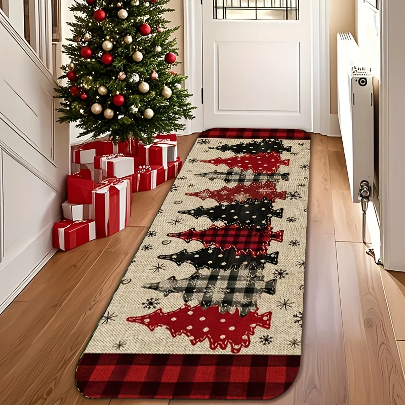 Culinary Kitchen Runner Rug Hot Red Pepper Herb Seasoning Dark Slate Texture Art Printed Long Floor Mat for Cooking Area Decor