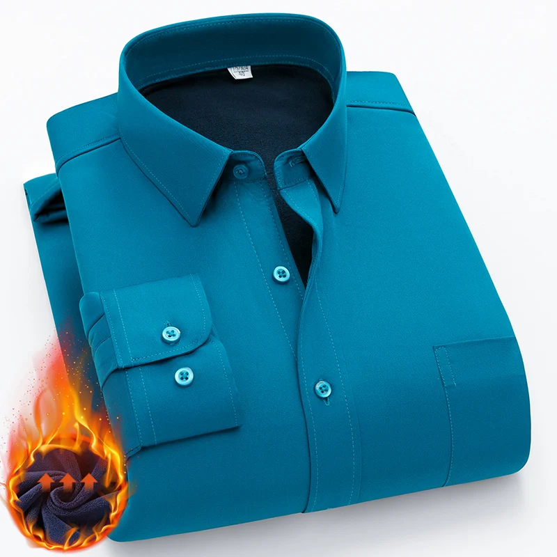 

Новая мужская рубашка с длинными рукавами на резинке, теплая, утолщенная, морозостойкая, модная, повседневная и универсальная на осень и зиму.