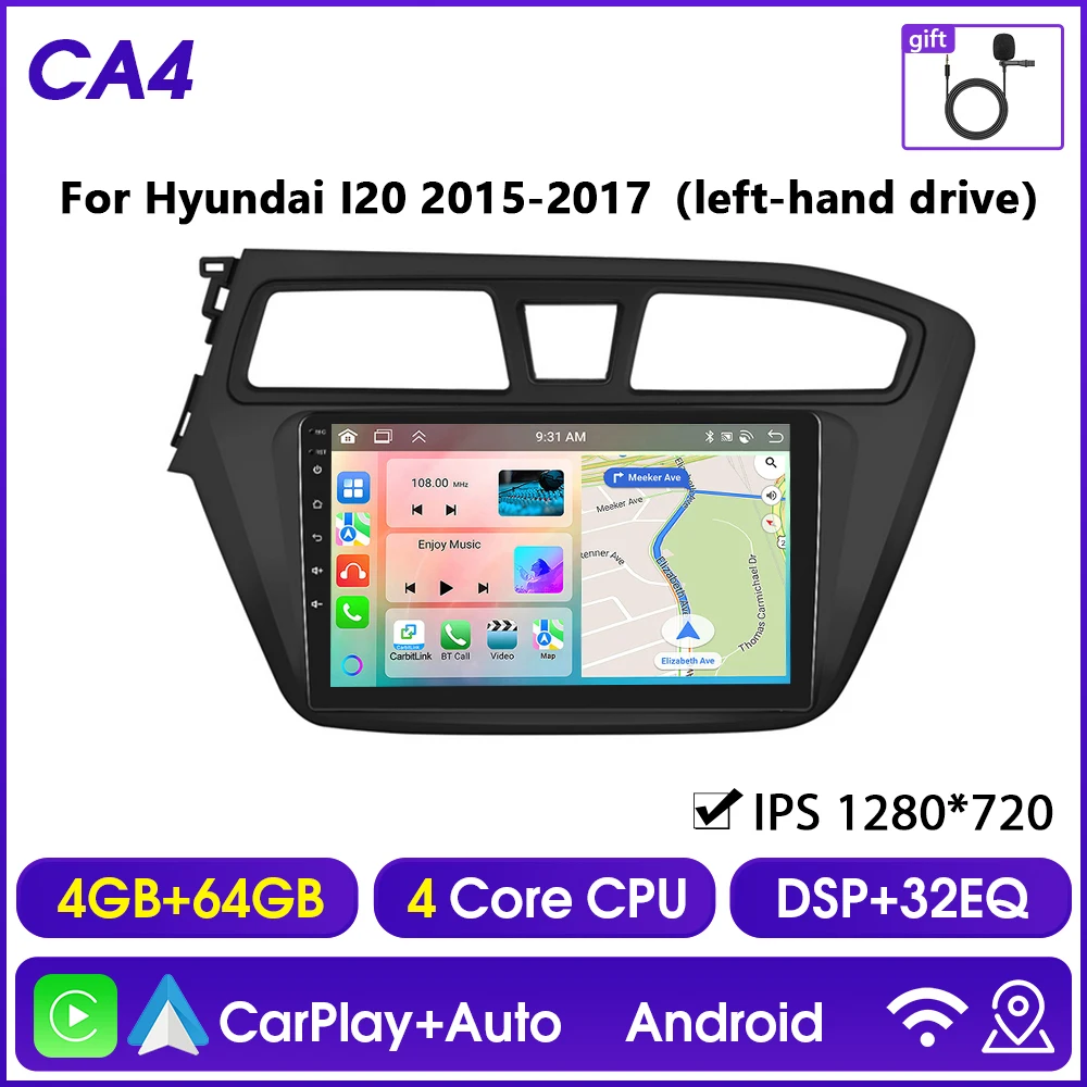 Hikity 8 Core Autoradio Voor Hyundai I20 2015-2017 Multimedia Videospeler Carplay 4G Wifi Gps Bluetooth Navigatie Fm Am