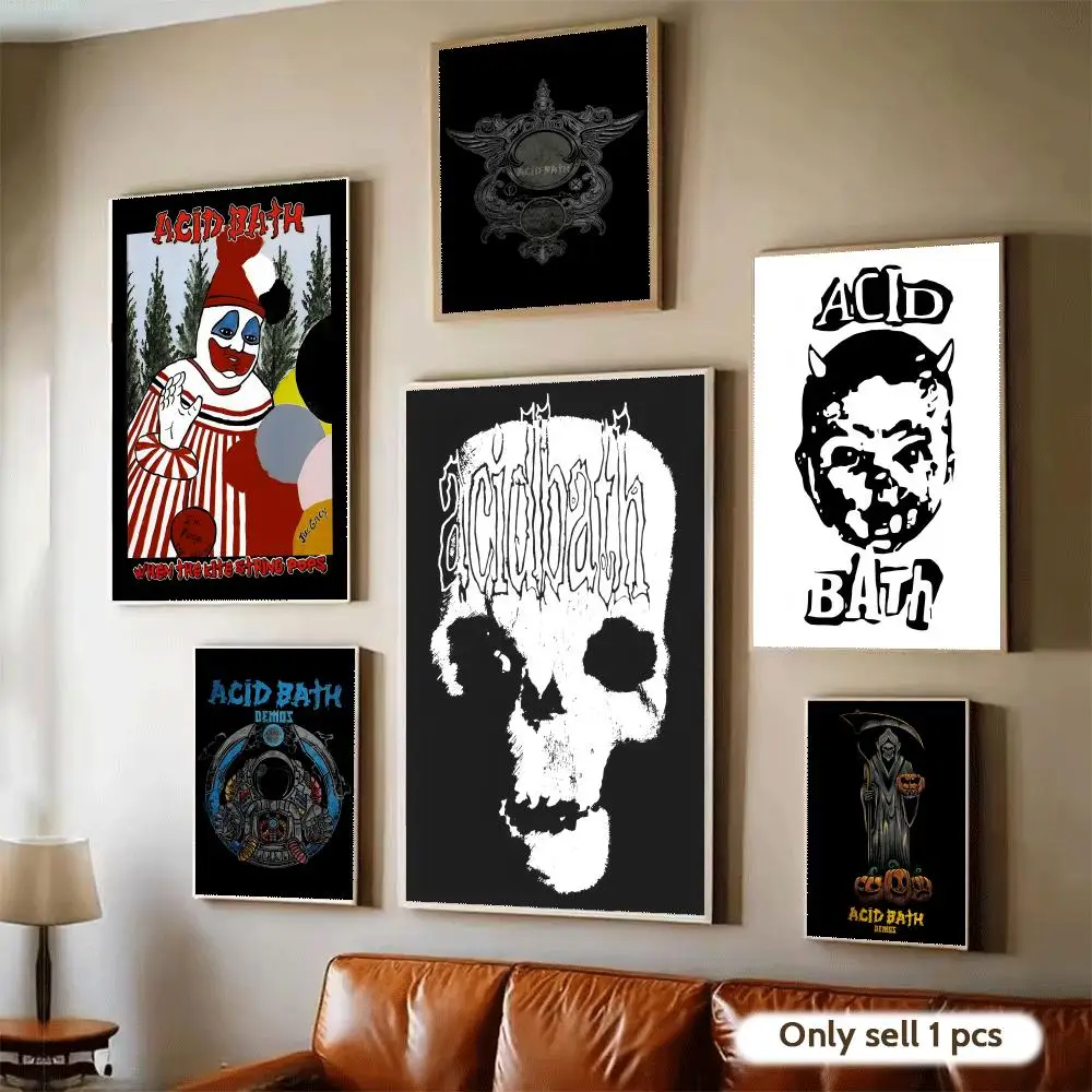 A-Acid Bath Death Metal Poster Waterproof Wall Art Sticker for Home Bar Decoration, Self-Adhesive Room Wall Decor Mural