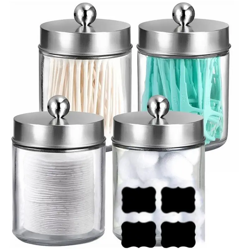 

Cotton Ball Holder Small Clear Apothecary Jar Set With Lid Small Holder Dispenser For Restroom Home Decor Bathroom Canister