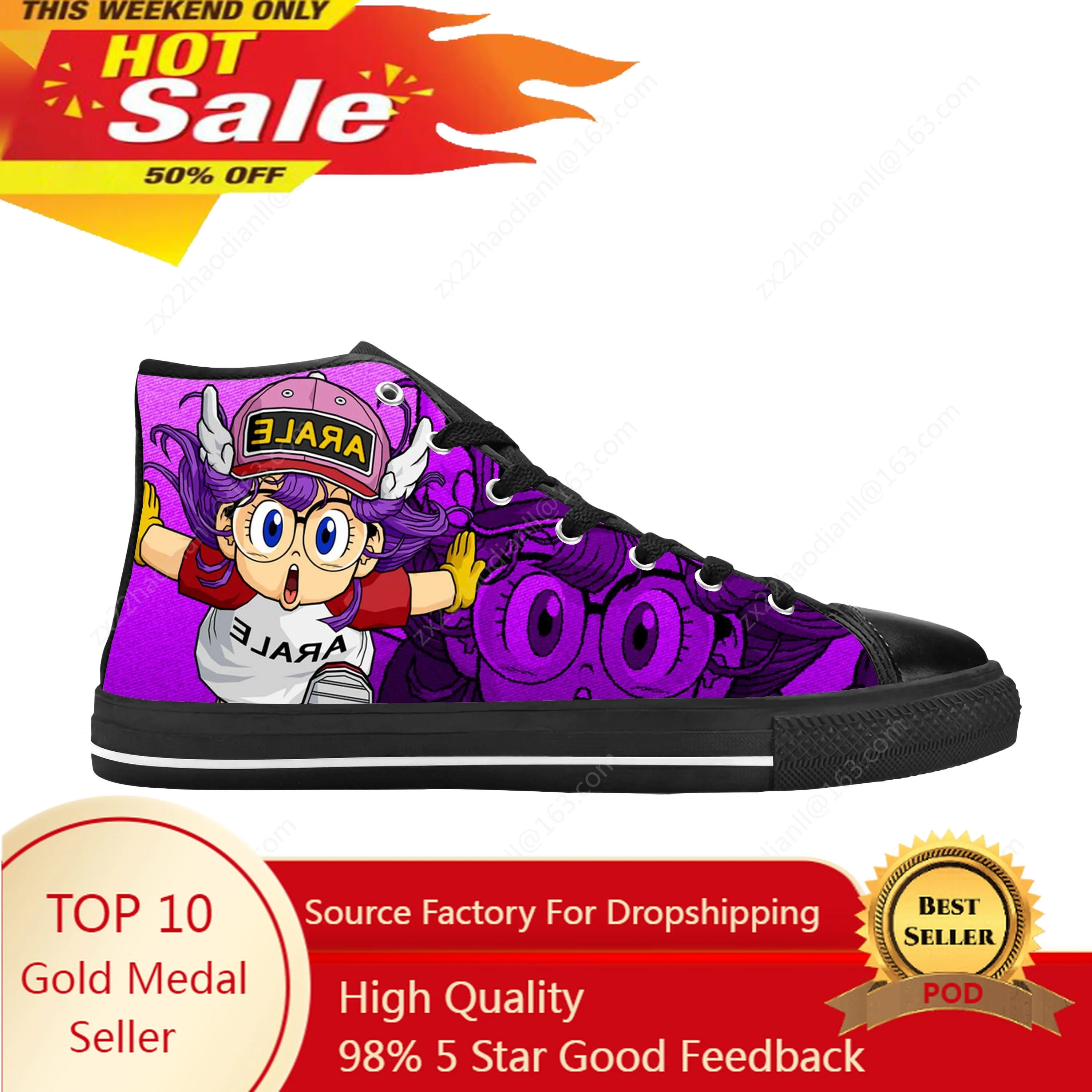 Japanese Anime Manga Cartoon Cute Dr. Slump Arale Casual Cloth Shoes High Top Comfortable Breathable 3D Print Men Women Sneakers