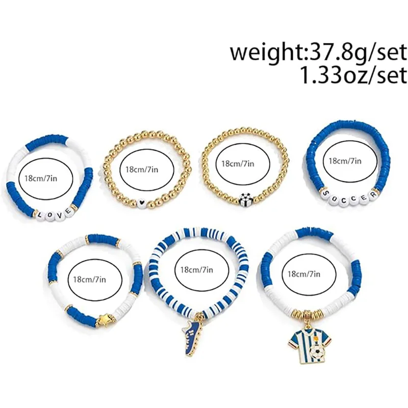 New American and Canadian football jewelry soft pottery handmade letter beaded stacked sports bracelet