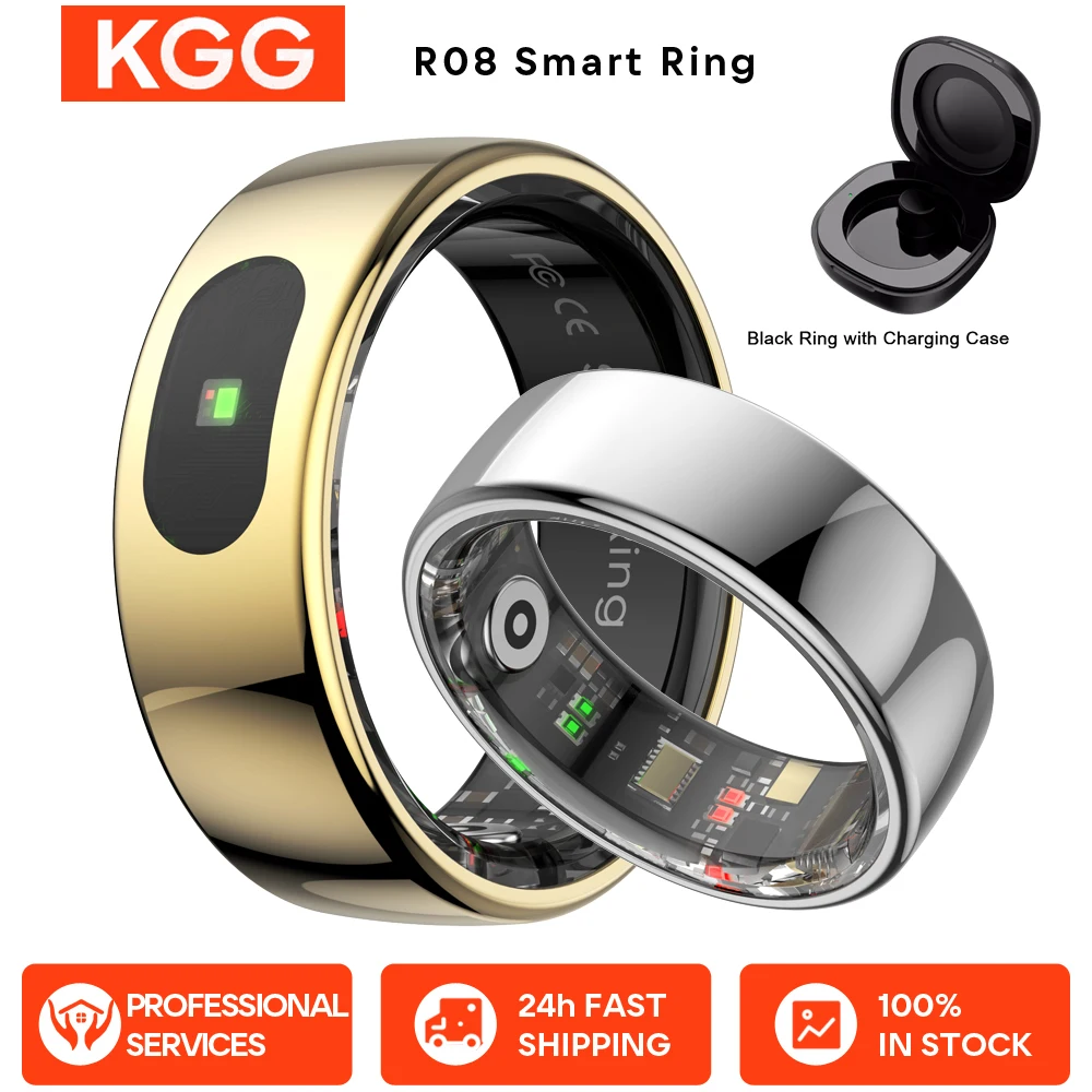 

R08 Смарт-кольцо для мужчин и женщин IP68 5ATM Водонепроницаемая функция сенсорного управления Монитор здоровья Измерение температуры кожи Смарт-кольцо Новый