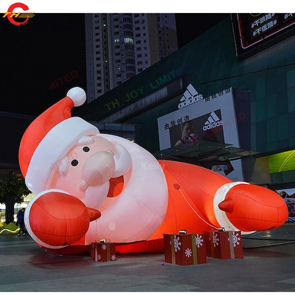 Fast Air Shipping Giant Inflatable Santa Claus Lie in Ground Outdoor Blow Up Cartoon Santa for Decoration Advertising