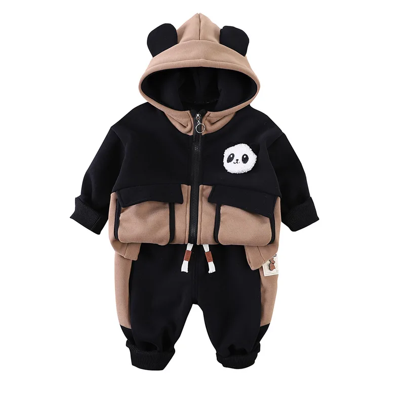 Boys Thick Clothes Sets Winter Children Cotton Velvet Coats Hoodies Pants 2pcs Warm Suit For Baby Tracksuits Kids Cute Outfits