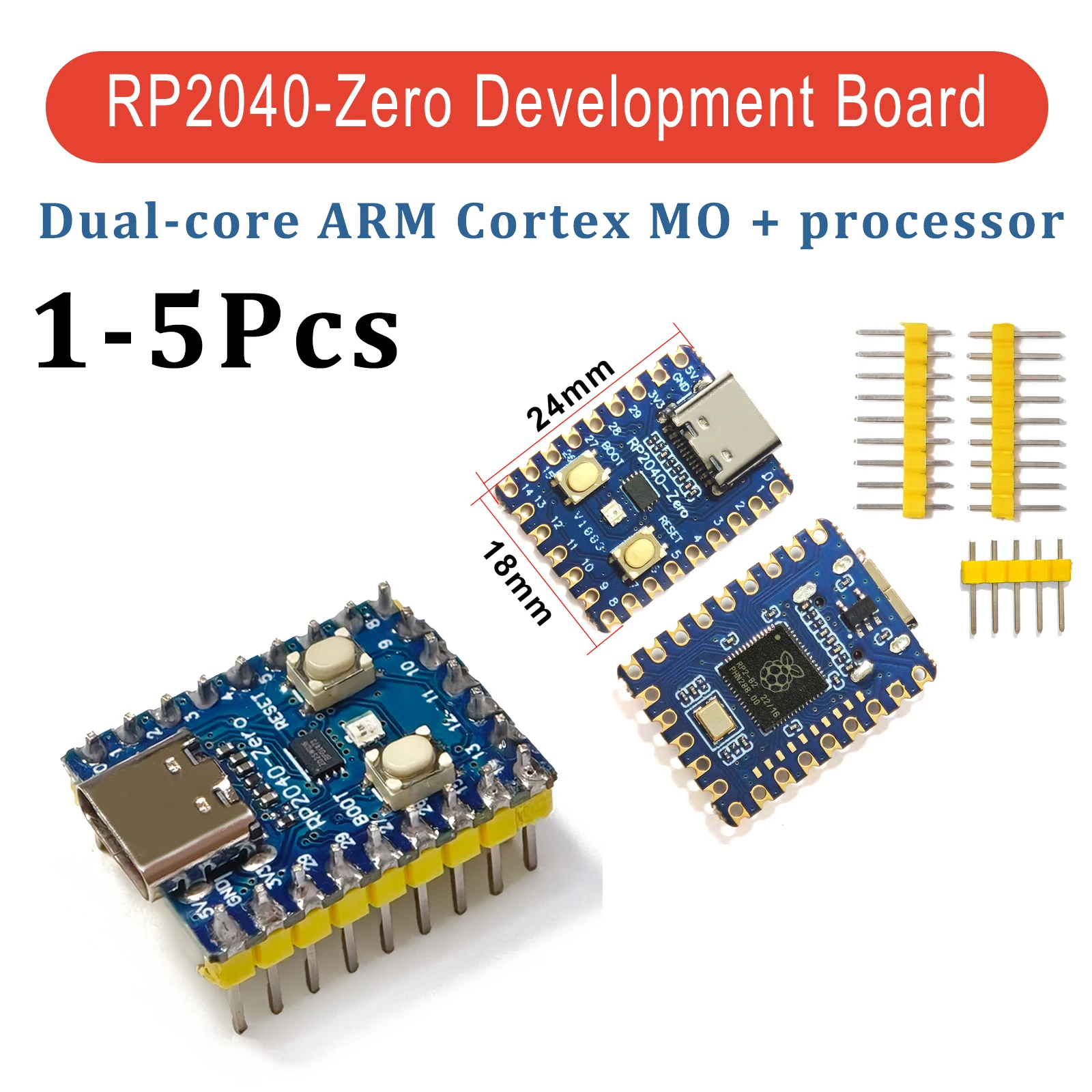 5pcs RP2040-Zero RP2040 for Raspberry Pi Microcontroller PICO Development Board Module Dual-core Cortex M0+ Processor 2MB Flash