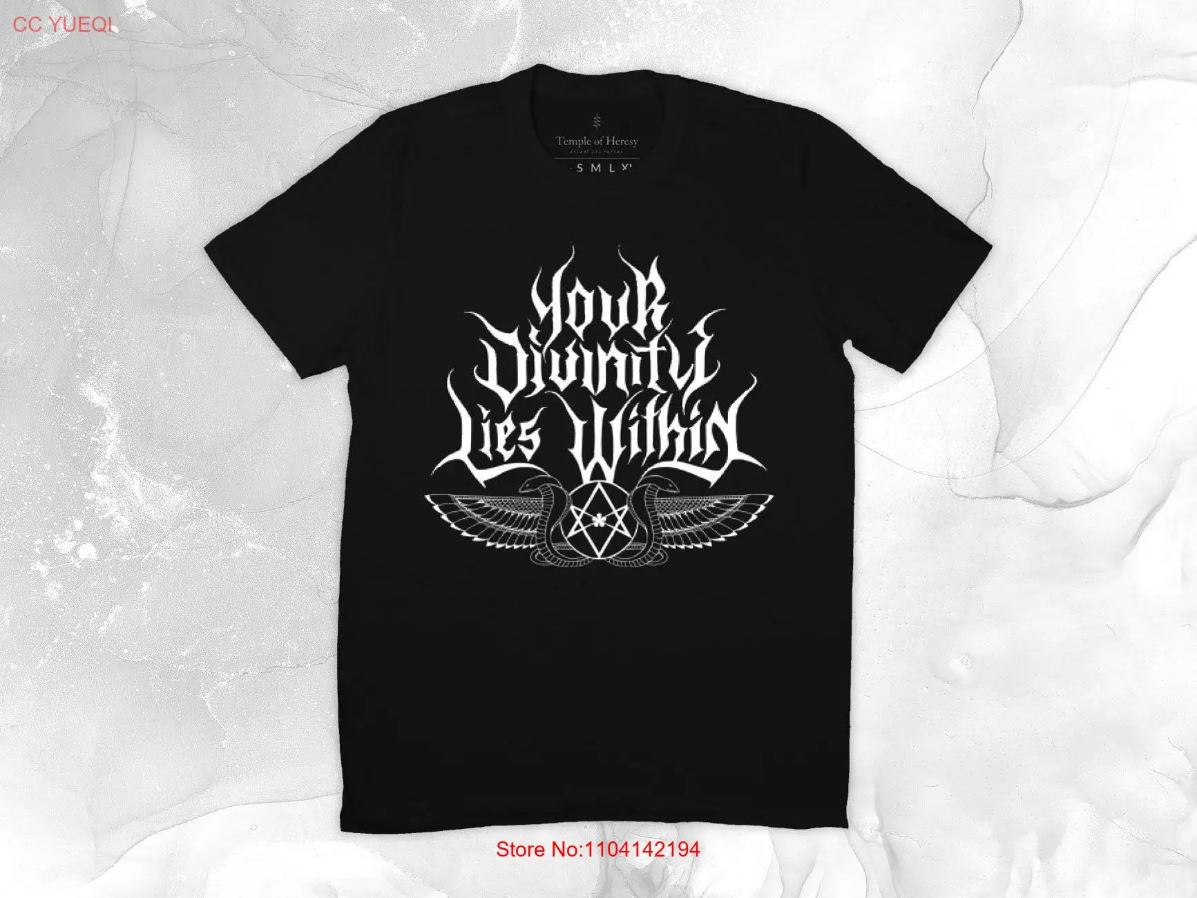 Your Divinity Lies Within Screen T Shirt Hadit Thelema Unicursal Hexagram long or short sleeves