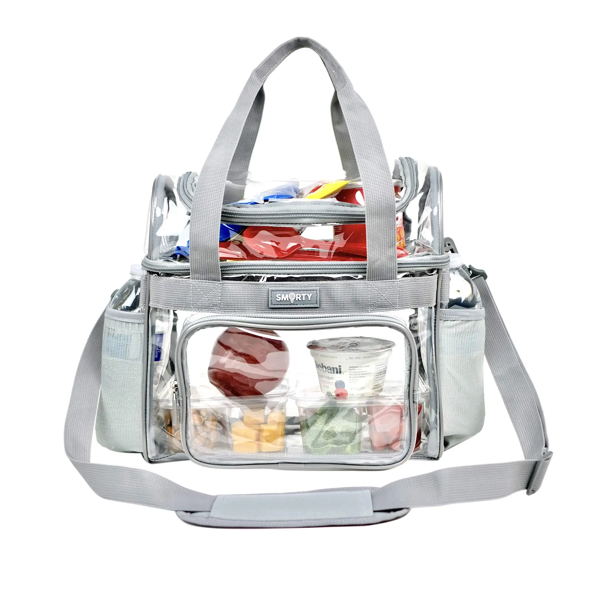 Gray Color Stadium Approved Medium Event Lunch Bag, See Through PVC Bag, Heavy Duty Material Clear Bag for Picnic, Lunch, Travel