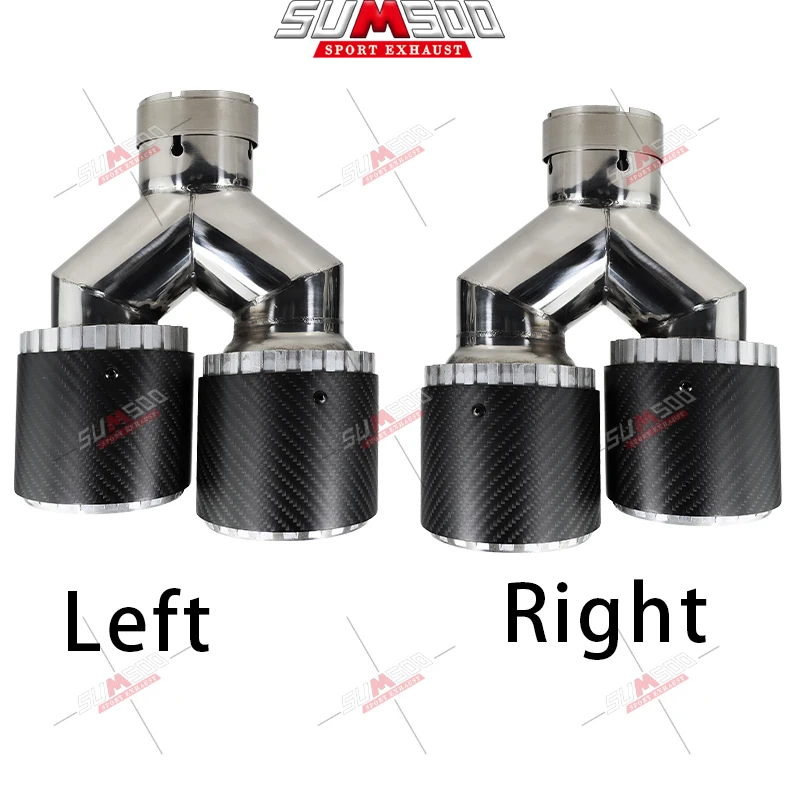 SUMSOO 1Pair Y-type modification suitable for Volkswagen Golf carbon fiber Car Exhaust Nozzle Modified Tail Mouth Bullet Silver