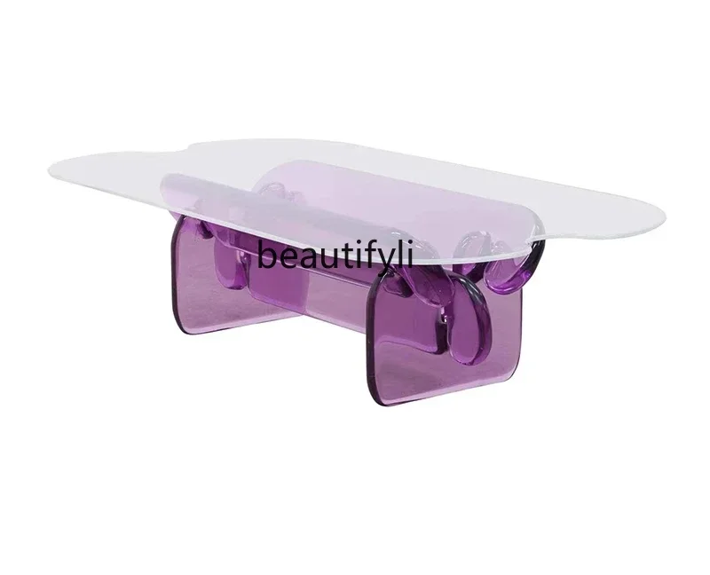 TTT Nordic creative designer, acrylic violet coffee table, special-shaped side table small apartment