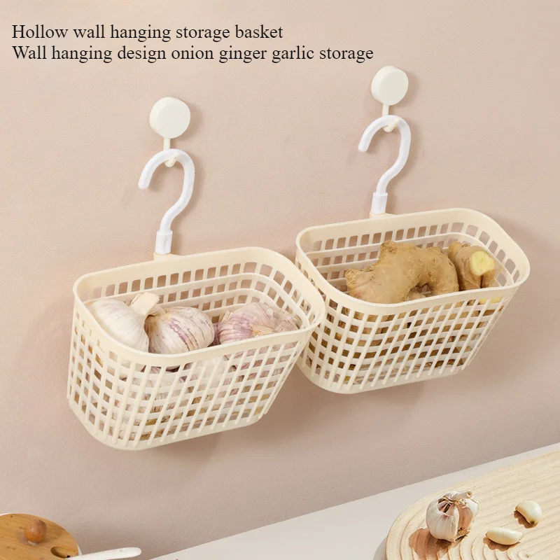 Kitchen Onion Storage Basket Wall-mounted Storage Box Small Rack Bathroom Bedside Hanging Basket Ginger Garlic Storage Baskets