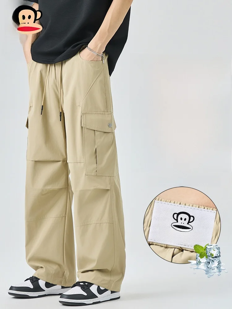 

Мужские свободные брюки Paul Frank прямого кроя, повседневные, рабочие, удобные, дышащие, из полиэфирного волокна, молодежные, модные, летние