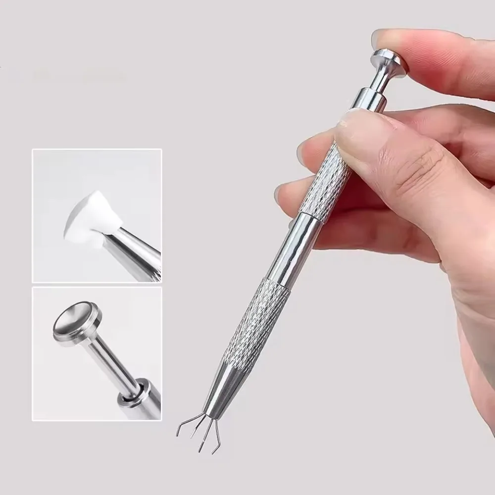 

4 Claws Metal Nail Tweezer Clip Gripping Grabber Reacher Tool for Nail Mini Square Sponge Rhinestone Nails DIY Art Gripping Tool