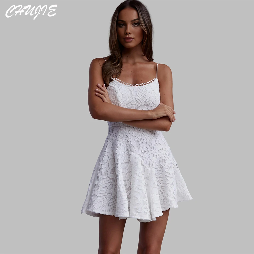 

White Full Lace Wedding Dress For Woman Prom Dresses A Line Pleated Zipper Back Vestidos De Fiesta Customized Cocktail Dress