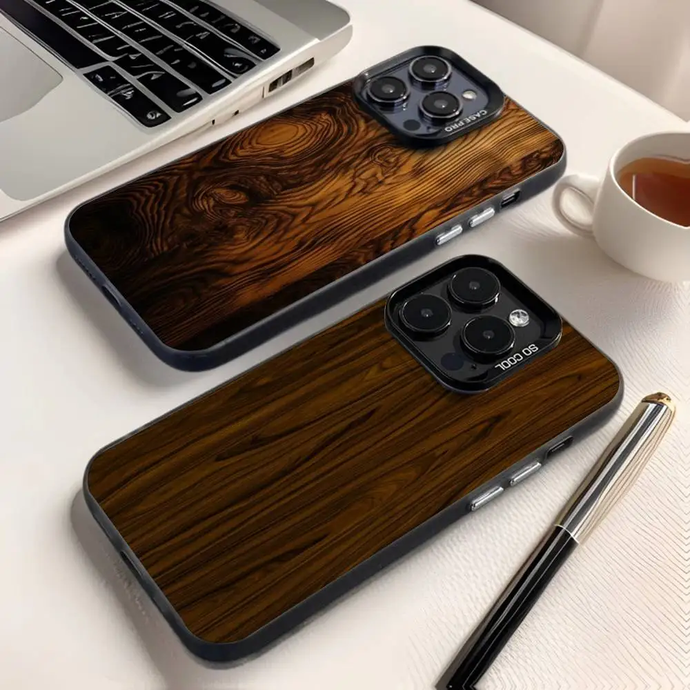 

Natural Wood Phone Case For iPhone 17,16,15,14,13,12,X,8,Pro,Max,Plus,E,SE4,Air,Mini IMD Matte Black