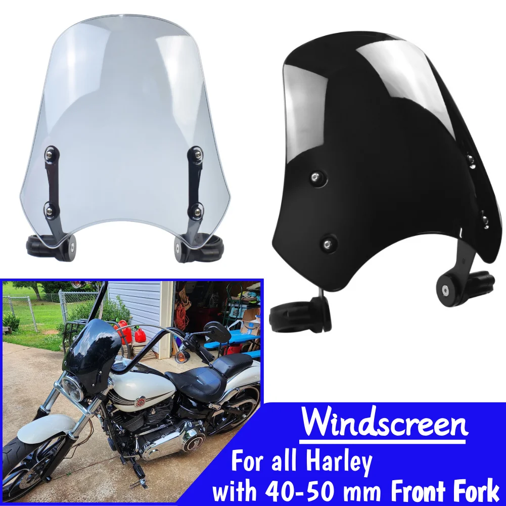 

FXDB Street Bob Windshield Windscreen For all Harley with 40-50mm Front Fork FXDC FXDX FXDL FXDC Wind Shield Motorcycle Screen