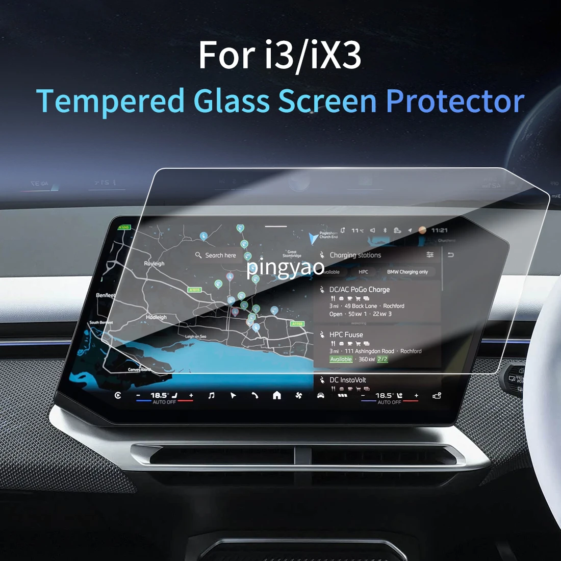 Car Sticker for 2020-2027 BMW IX3 HD Screen Protector Navigation Display Tempered Glass Protective Film Car Vehicle supplies