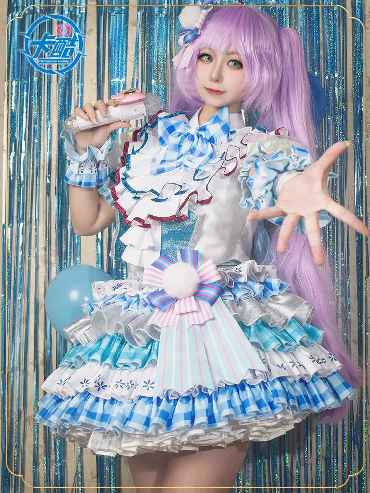 Pripara-Disfraz de Cosplay de Manaka Laala, falda de satén azul y blanco, uniforme de fiesta de Anime, juego de Halloween, ropa de rol