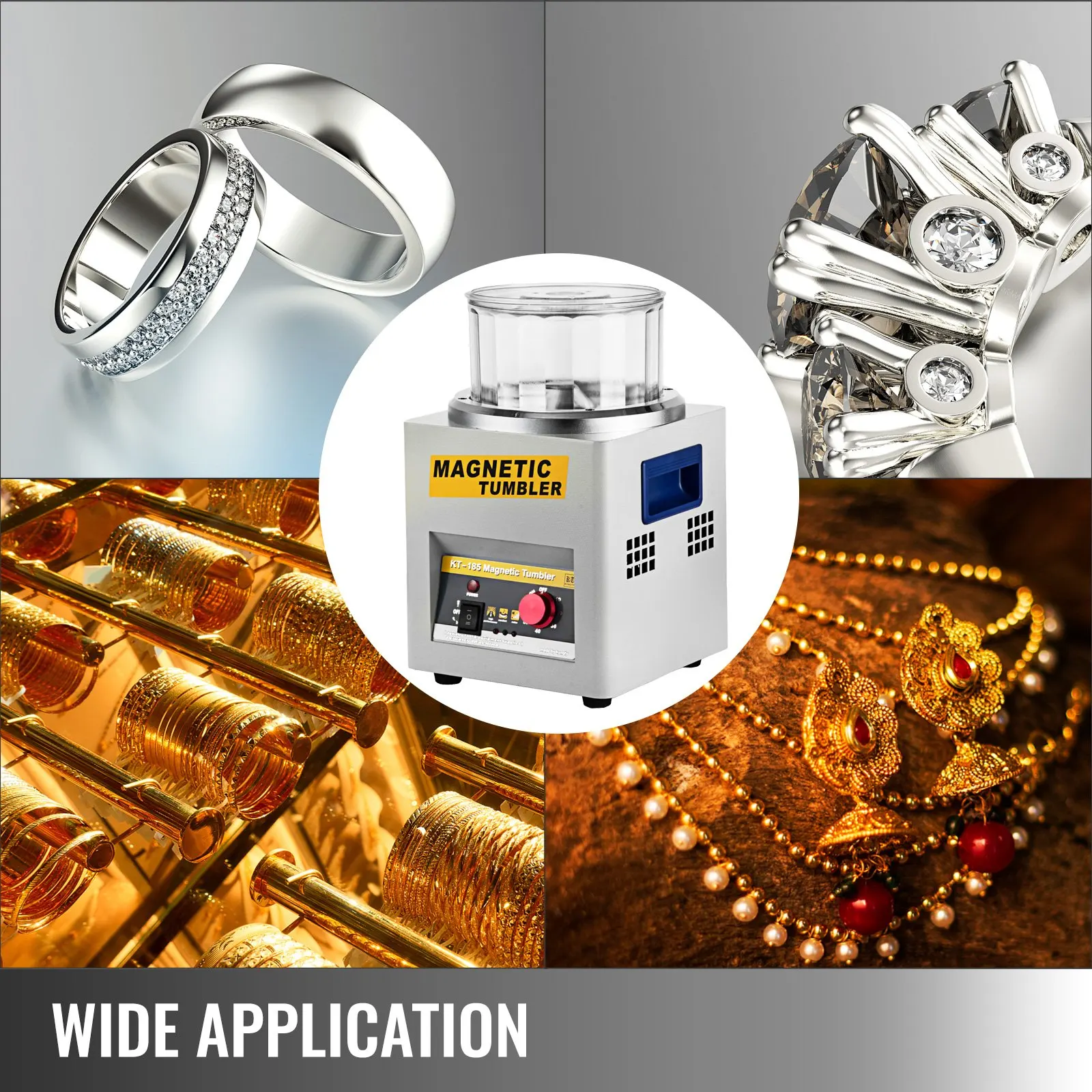 KT-185 Magnetic Tumbler Jewelry Polisher Mini Metal Finisher Finishing Machine AC 110V/220V Gold Precision Parts Polisher