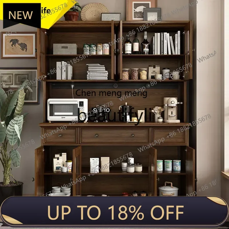 

P178 B61 American retro solid wood dining side wine cabinet integrated against the wall kitchen cupboard restaurant locker