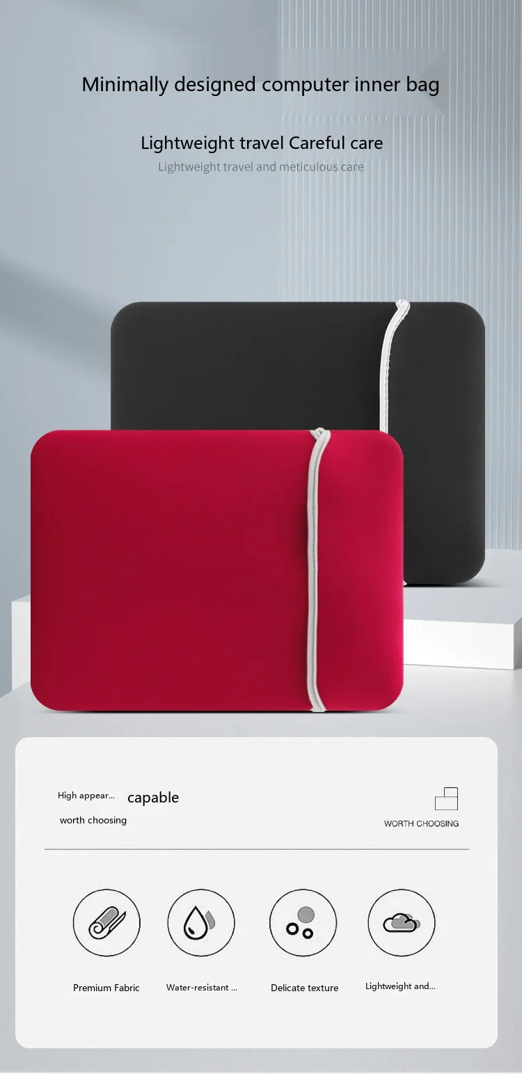 Neopren-Laptop-Hülle 7-17 Zoll Stoßfeste Schutztasche für Notebook und Tablet mit Weichem Futter – Detail 1