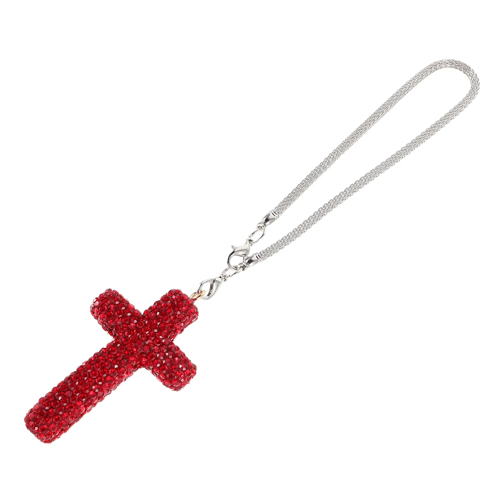

Rhinestone Cross Pendant Car Hanging Charm Universal Fit Religious Rearview Mirror Auto Pendant Stylish Car Interior Decoration