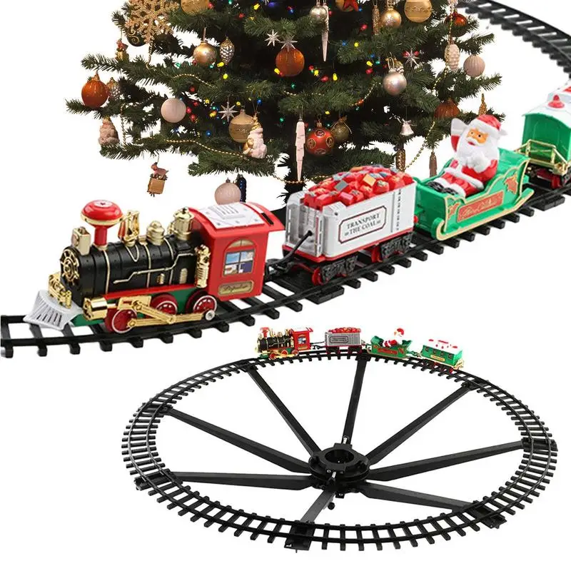 Christmas Train Set Electric Train Toy With Sound Light Railway Tracks For Kids Gift Christmas Tree Decorations Steam Train Toy