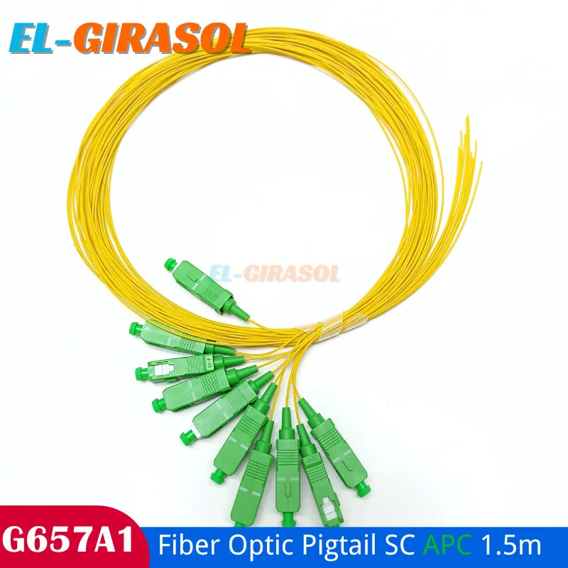

50 шт. оптоволоконные косички SC APC SM SX G657A1 0,9 мм, длина 1,5 м, оптоволоконные косички SC/APC, одномодовые ПВХ FTTH