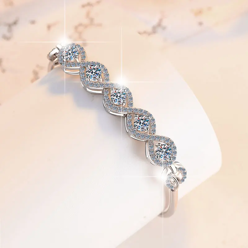 PULSERA con dije de moissanita extraña de plata S925 de 0,3 quilates, moda para mujer, caja de regalo elegante versátil con incrustaciones TRIPLE PREMIUM GRA CERTIFIED