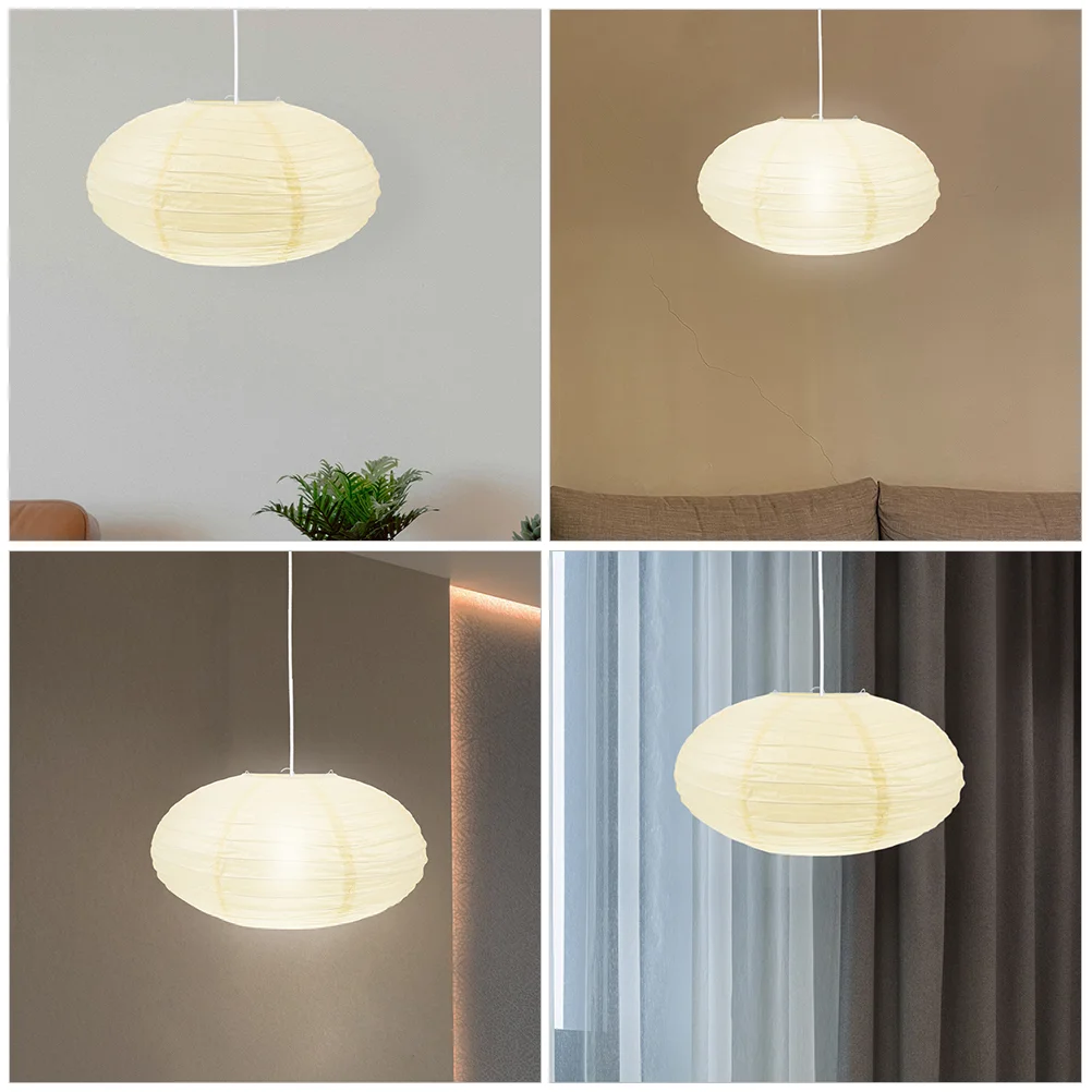 2 Pcs Foldable Paper Lantern Lampshades Hanging Pendant Light Covers Simple Color Home Decor Replacement Soft Light Barrier Easy