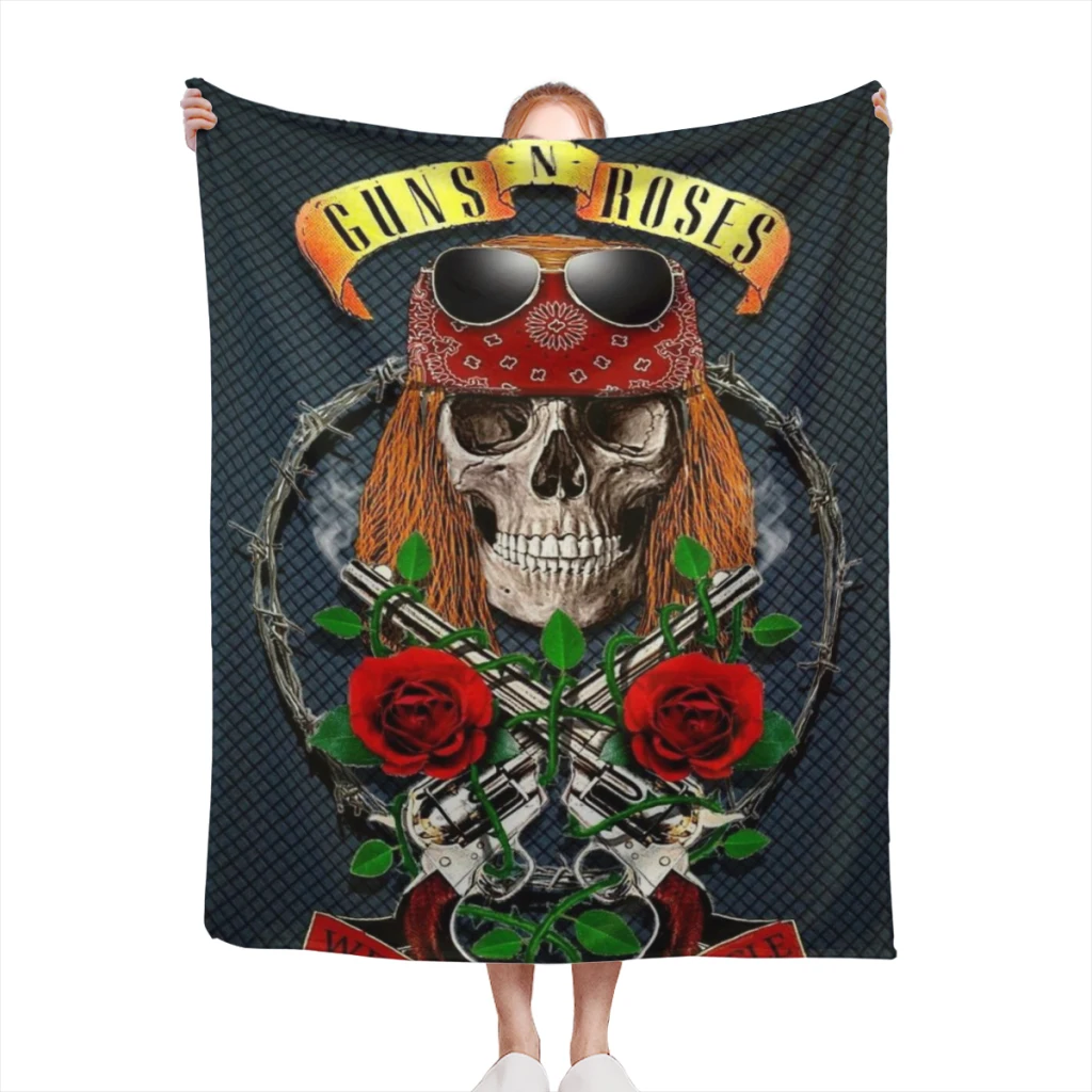 Guns N Roses Hard Blanket Sofa Bedroom Bed Home Office Nap Blanket Car Travel Picnic Blankets Gift