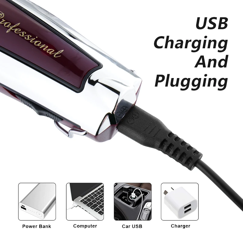 Kemei KM-9163 المهنية آلة قص الشعر الكهربائية قادين الشعر اللحية ماكينة حلاقة للرجال USB قابلة للشحن حلاقة الحلاقة