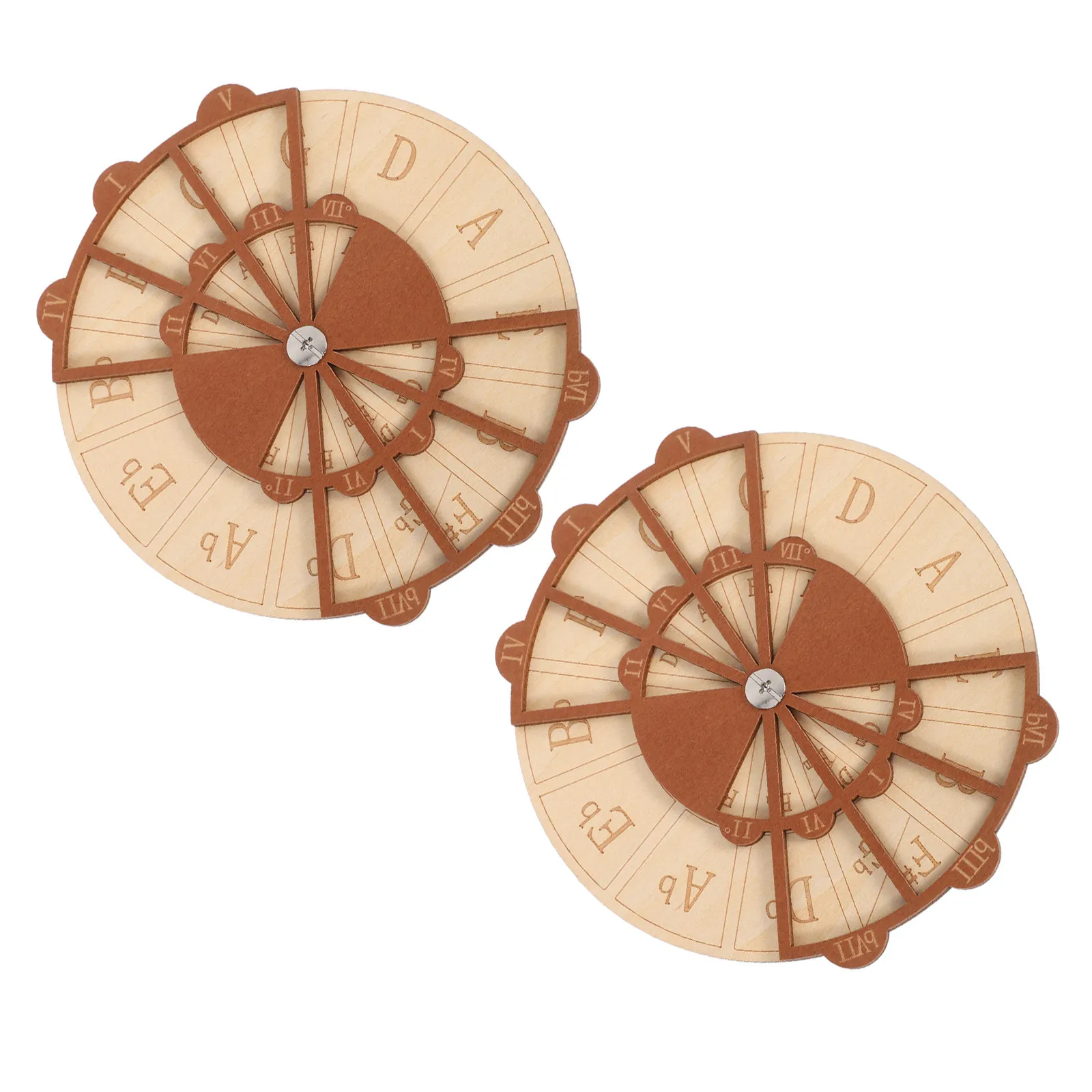 2Pcs Circle of Fifths Wooden Music Theory Wheel Guitar Practice Tool Piano Accessory Portable Circle of Fifths Tool