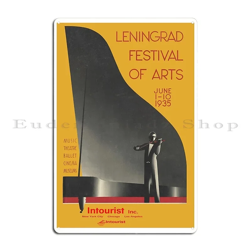Soviet Poster Leningrad 1935 Metal Sign Classic Club Iron Club Club Tin Sign Poster