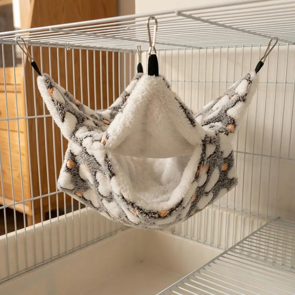Doppellagige Kleintier-Hängematte, Weiches Flanell-Hängebett für Hamster, Meerschweinchen, Zuckerschweinchen, Haustierbedarf – Detail 12