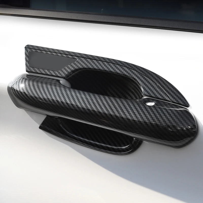 

For Ford Explorer 2020 2021 2022 2023 8pc Car ABS Chrome Carbon Fiber Black Gloss Door Handle Outer Bowls Protective Cover Trim