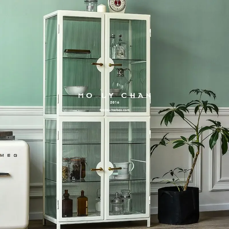 Nordic simple side cabinet modern small apartment household storage locker Italian light luxury glass display cabinet wine cabin