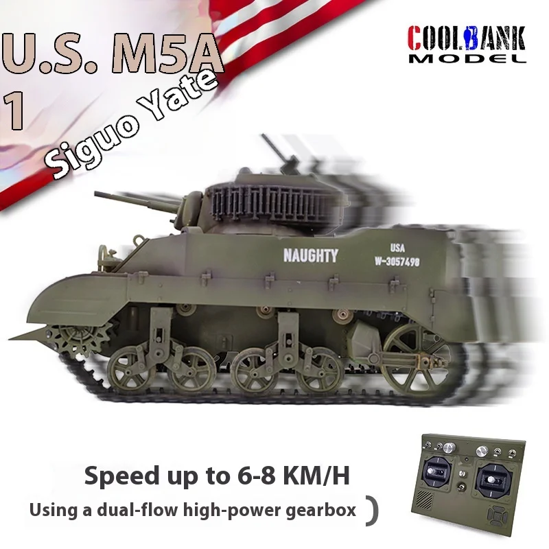 1:16 réservoir Rc Usa Stuart M5a1 modèle de réservoir léger 2.4g véhicule militaire télécommande voiture sur chenilles réservoirs de combat modèle jouets de loisirs Rtr